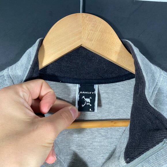 Y2K Oakley Scatter Skull Quarter Zip Sweater Gray mens size Large - Picture 5 of 8